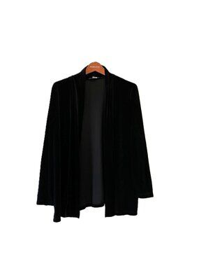 Notations Women's Size M Black Velvet Open Front Cardigan Jacket